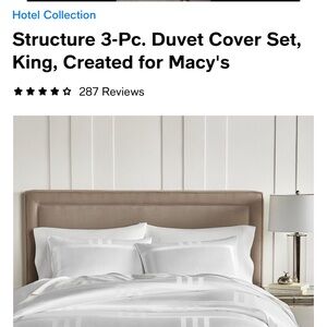 Pristine white king-size duvet cover & two matching king-size shams. Never-used.